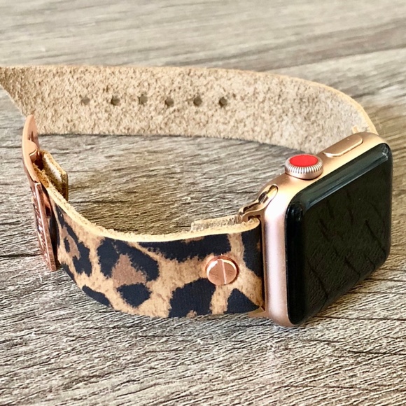 Leopard Print Leather Rose Gold Jewelry Apple Watch Series 7 Band Women Bracelet main image 8